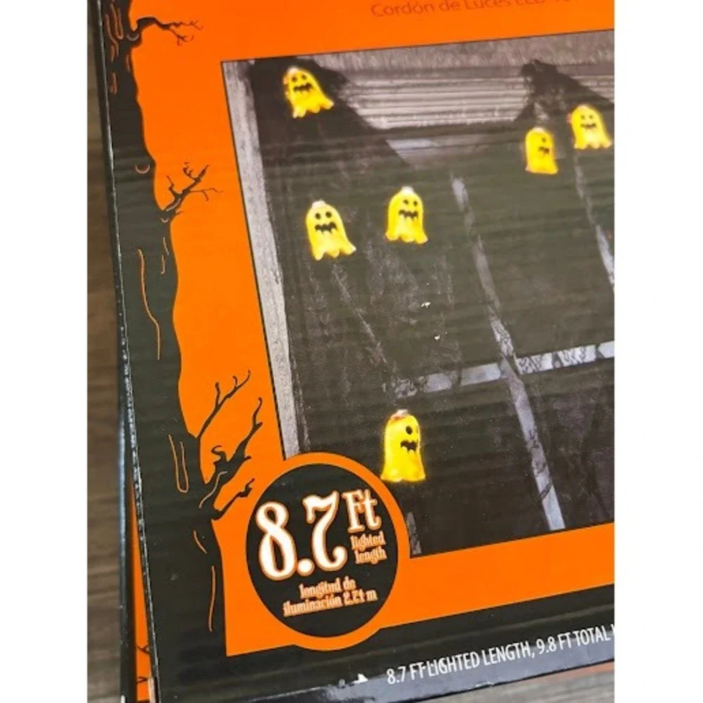 2 Pack Halloween Ghost LED Light String 20 Count 8.7ft Battery Operated Decor